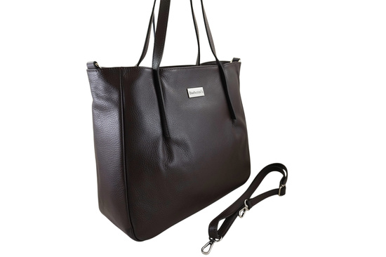 Shopperka damska skórzana Barberinis - Brązowa ciemna