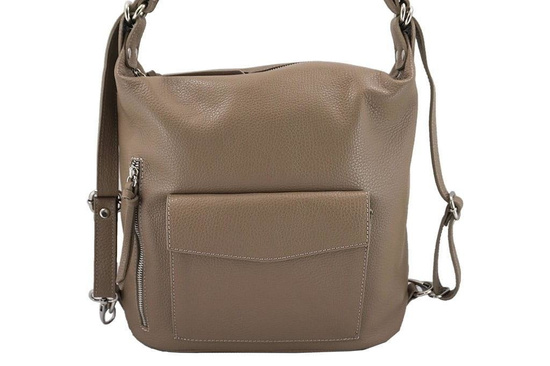 Torebka - plecak skórzany - Barberini's - Brązowa jasna 