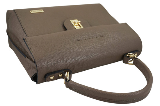 Skórzana torebka kuferek do ręki - Beżowa ciemna 