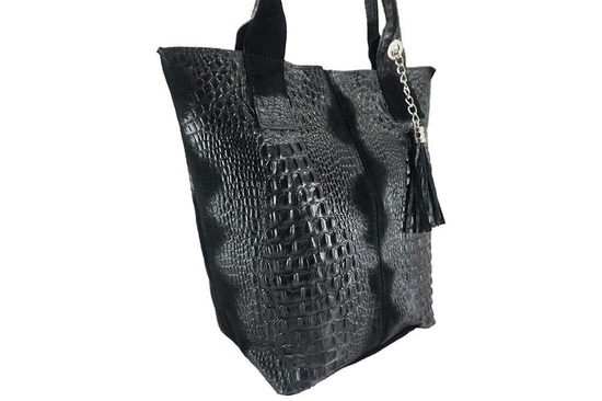 Modny worek skórzany CROCO Barberinis - Czarny