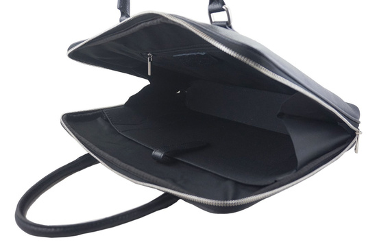 Skórzana torba na laptopa Casual - Szara ciemna 