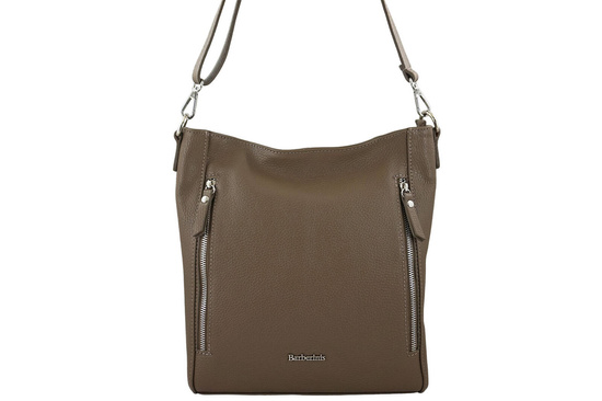 Praktyczna skórzana torebka na ramię - Beżowa ciemna 