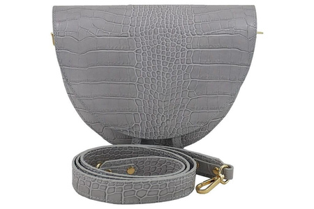 Wizytowa torebka listonoszka - CROCO - Brązowa ciemna