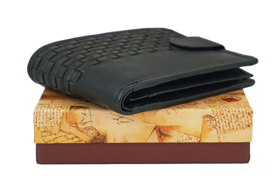 Ekskluzywny portfel męski z zapięciem - Czarny 