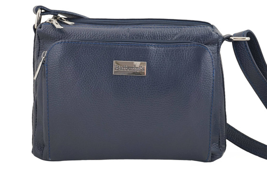 Listonoszka skórzana z kieszeniami - Granatowa 