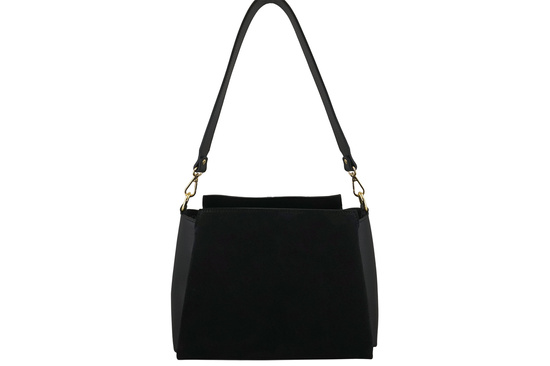 Torebka miejska z naturalnego zamszu i skóry - Czarna 