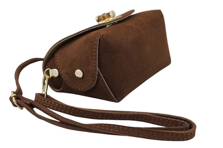 Mała torebka zamszowa wizytowa - Brązowa 