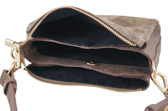 Zamszowa listonoszka damska Barberinis - Beżowa ciemna 