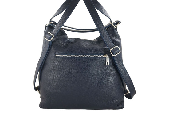 Torebka skórzana damska - worek / plecak A4 - Granatowa 