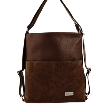 Torebka plecak z zamszem - Brązowa 