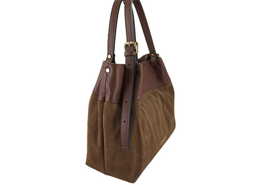 Elegancka torebka damska z naturalnego zamszu - Brązowa 