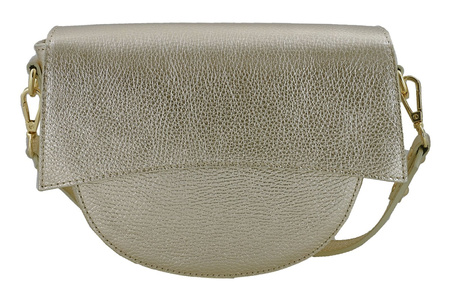 Torebka listonoszka skórzana metalizowana - Złota ciemna