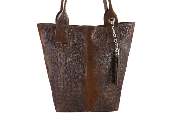 Modny worek skórzany CROCO Barberinis - Brązowy 