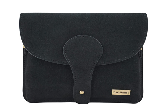 Zamszowa listonoszka na szerokim pasku - Czarna 