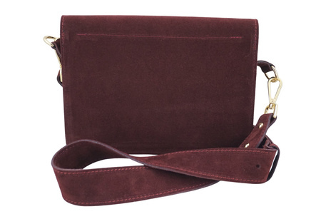 Zamszowa listonoszka na szerokim pasku - Bordowa 