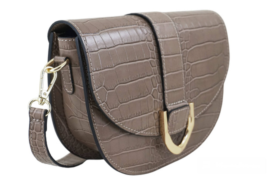 Listonoszka damska croco - Beżowa ciemna 