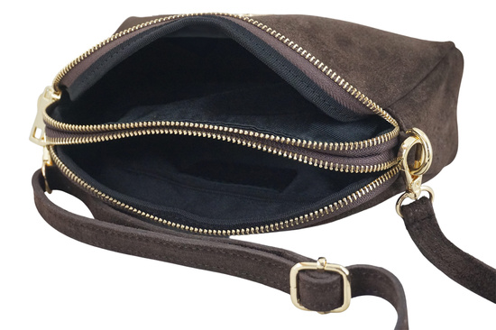 Mała torebka zamszowa wieczorowa - Brązowa ciemna