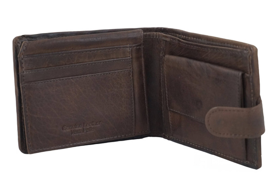 Ekskluzywny portfel męski z zapięciem - Brązowy ciemny 