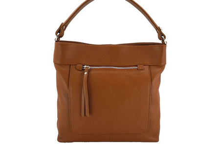 Torebka skórzana damska - Barberini's - Brązowa jasna