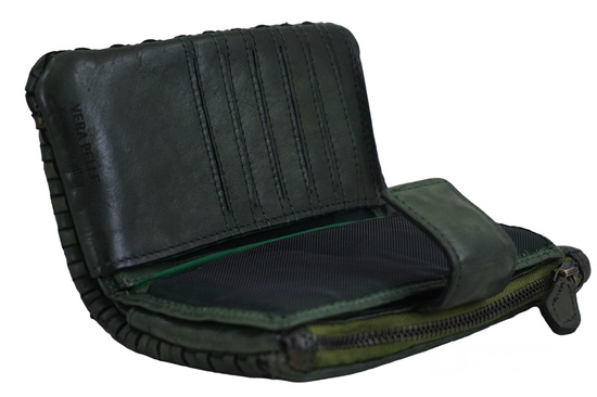 Ekskluzywny portfel z miękkiej skóry - Zielony ciemny