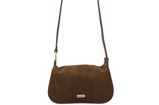 Elegancka torebka zamszowa na ramię - Brązowa 