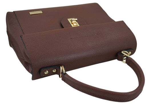 Skórzana torebka kuferek do ręki - Brązowa 