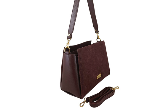 Torebka miejska z naturalnego zamszu i skóry - Bordowa 