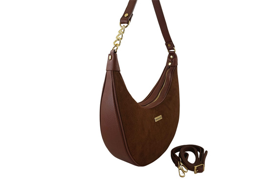 Stylowa torebka z zamszowym wykończeniem - Brązowa