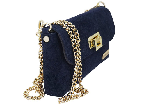 Zamszowa kopertówka na łańcuszku Barberinis - Granatowa 