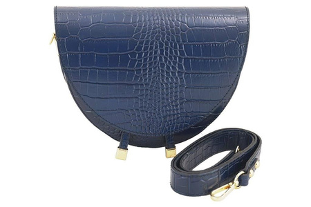 Wizytowa torebka listonoszka - CROCO - Brązowa ciemna