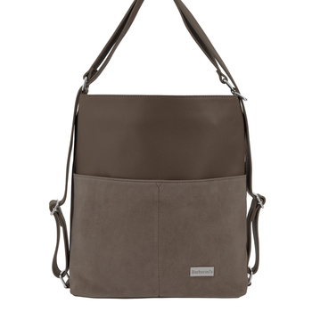 Torebka plecak z zamszem - Beżowa ciemna