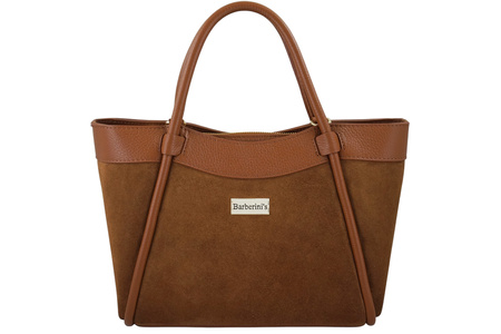 Elegancka torebka ze skóry zamszowej - Brązowa jasna