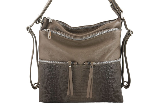 Torebka skórzana damska - worek / plecak A4 - Granatowa 