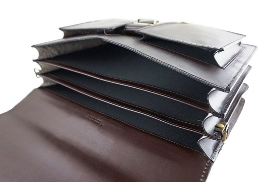 Aktówka męska - skóra naturalna - Czarna