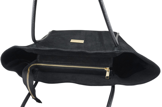 Barberinis - torebka duża zamszowa na ramię - Czarna 