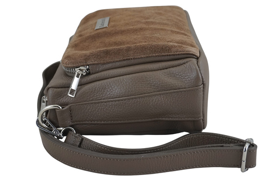 Codzienna torebka ze skóry naturalnej z zamszem - Beżowa ciemna 