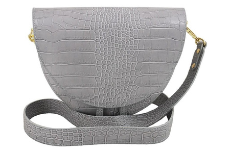 Wizytowa torebka listonoszka - CROCO - Brązowa ciemna