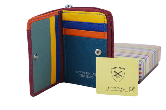 Portfel skórzany damski włoski - Fuksja