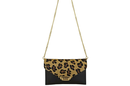 Kopertówka damska z motywem panterki - Czarna