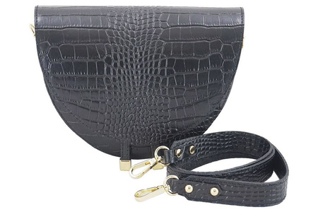 Wizytowa torebka listonoszka - CROCO - Brązowa ciemna