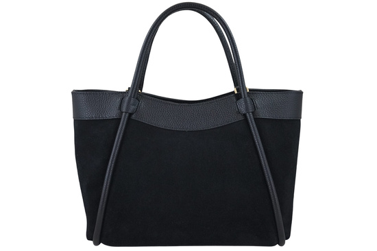 Elegancka torebka ze skóry zamszowej - Czarna 