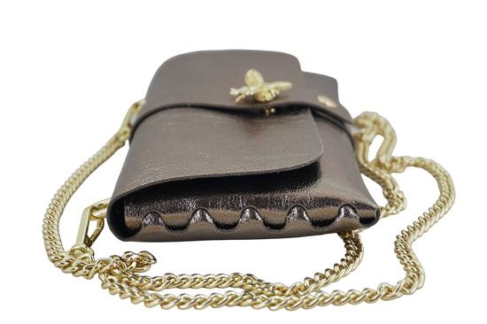 Torebka kopertówka metalizowana - Złota ciemna