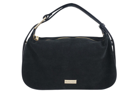 Elegancka torebka zamszowa na ramię - Czarna 