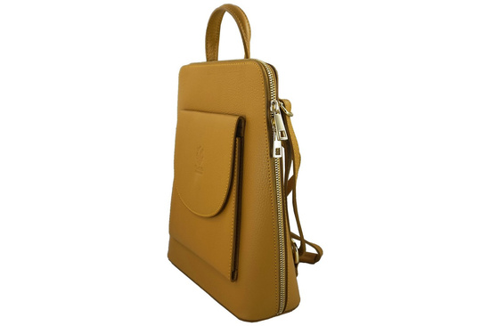 Plecak skórzany / listonoszka - Casual 2w1 - Granatowy jasny 