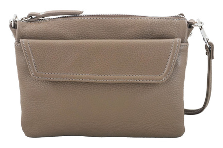 Torebka listonoszka skórzana - trzykomorowa - Szara ciemna