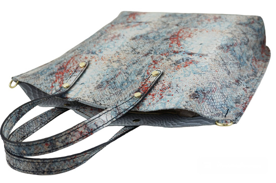 Torebka shopper z kolorowym nadrukiem - Biała 