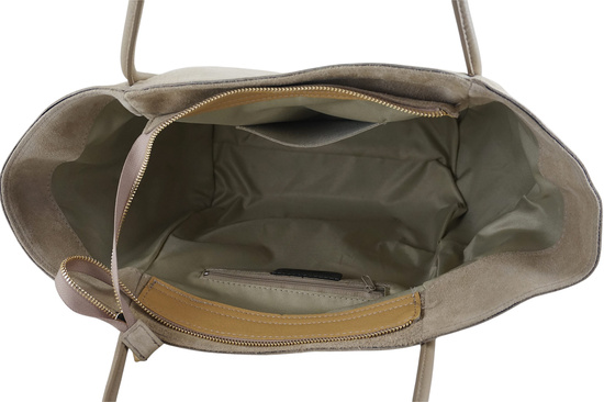 Barberinis - torebka duża zamszowa na ramię - Beżowa 