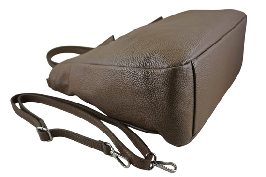 Shopperka damska skórzana Barberinis - Beżowa ciemna