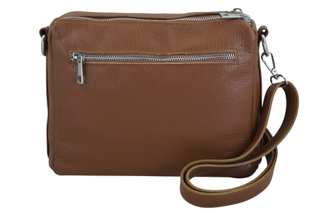 Codzienna torebka ze skóry naturalnej z zamszem - Brązowa jasna