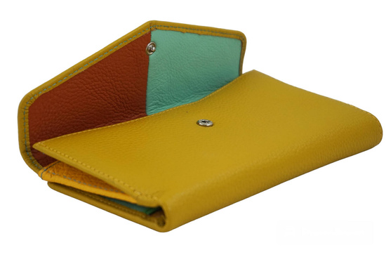 Duży portfel ze złotym zapięciem - Żółty ciemny